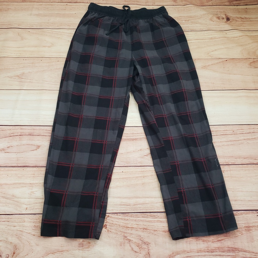 Nautica Pajama Pants Mens Medium Black Red Sleepwear Plaid Lounge Sleep Bottoms